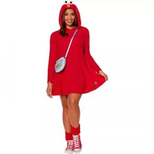 Women’s Spirit Halloween Elmo Red Costume Dress With Fish Purse Cosplay